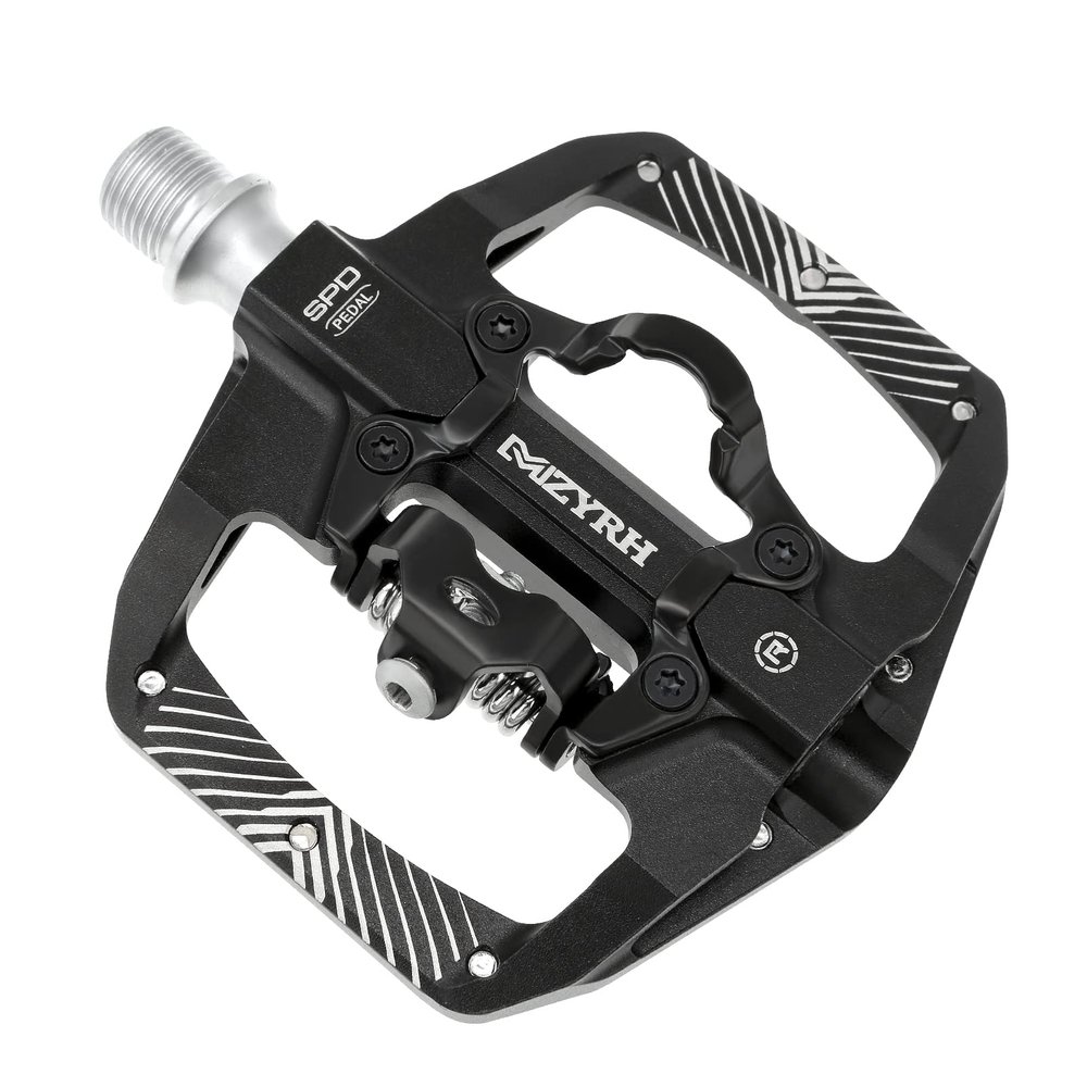 MZYRH Pedal,MTB Mountain Bike Pedals Compatible with Dual Function Sealed Clipless Aluminum 9/16" Bicycle Flat Platform with Cleats for Road, MTB (Black)