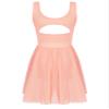 iiniim Women's Lyrical Illusion V-Neck Ballet Dance Dress Chiffon High Low Skirted Gymnastics Leotard Dress Pink Large view 4