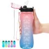 AIDEAMART 24 OZ Motivational Kids Water Bottle With Time Marker,Straw Lid,Leak Proof, Tritan BPA Free Sports Water Bottle Pink-Blue(1 Lid) view 1
