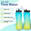 AIDEAMART 24 OZ Motivational Kids Water Bottle With Time Marker,Straw Lid,Leak Proof, Tritan BPA Free Sports Water Bottle Blue-Yellow(1 Lid) view 2