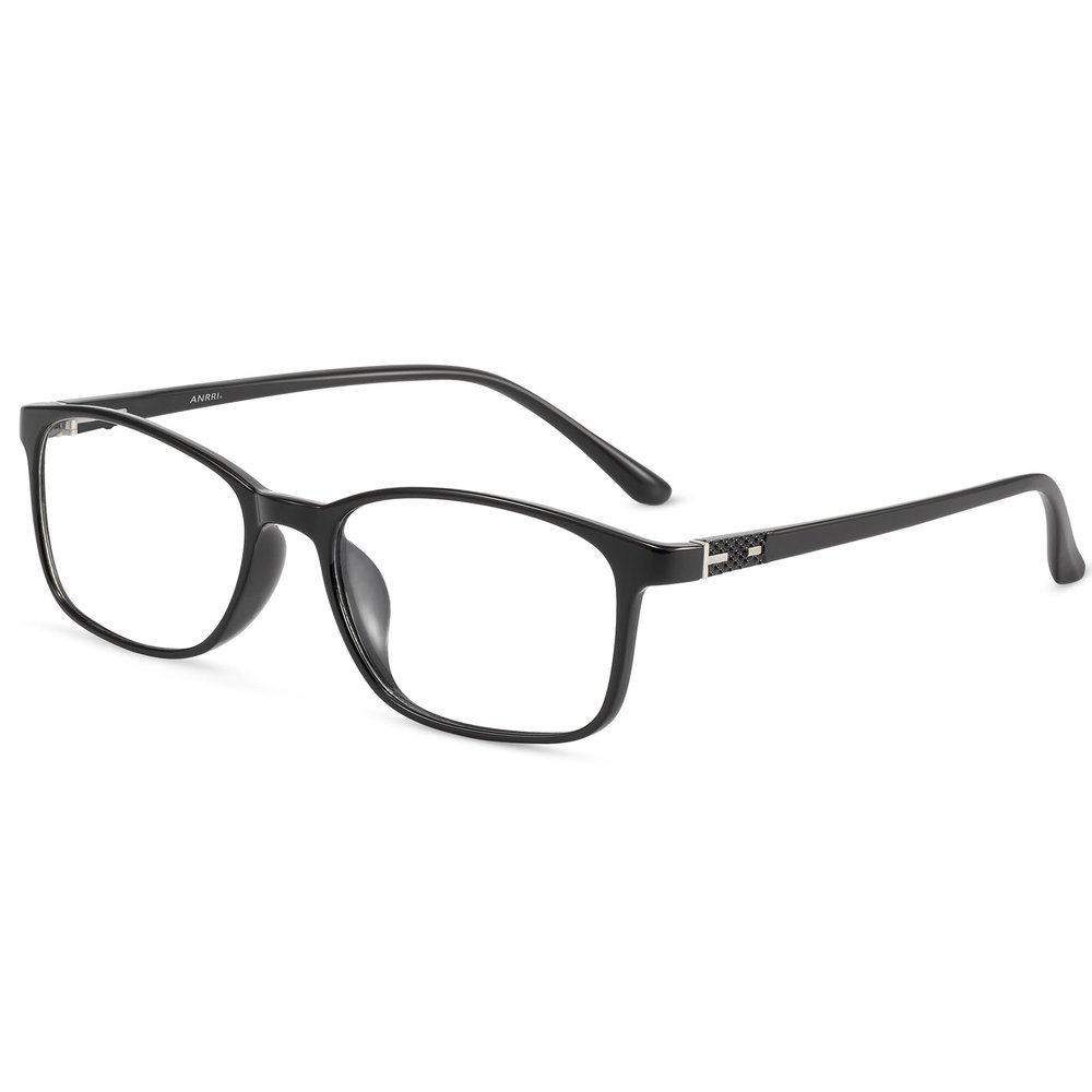 ANRRI Non Prescription Glasses for Men Clear Lens Classic Square Black Frame Eyewear Women