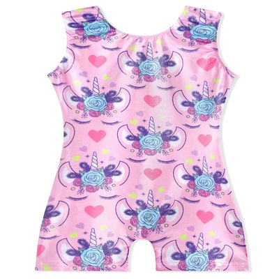 EQSJIU Girls Gymnastics Leotards Pinkish Purple Flower Cute Unicorn Red Heart-Shaped Tumbling Outfits For Girls 3t 4t 3-4t