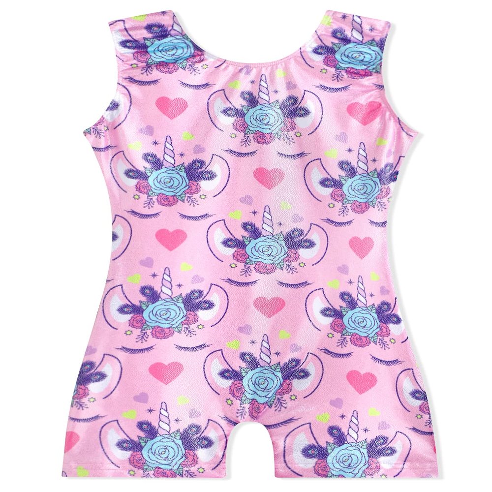 EQSJIU Girls Gymnastics Leotards Pinkish Purple Flower Cute Unicorn Red Heart-Shaped Tumbling Outfits For Girls 3t 4t 3-4t