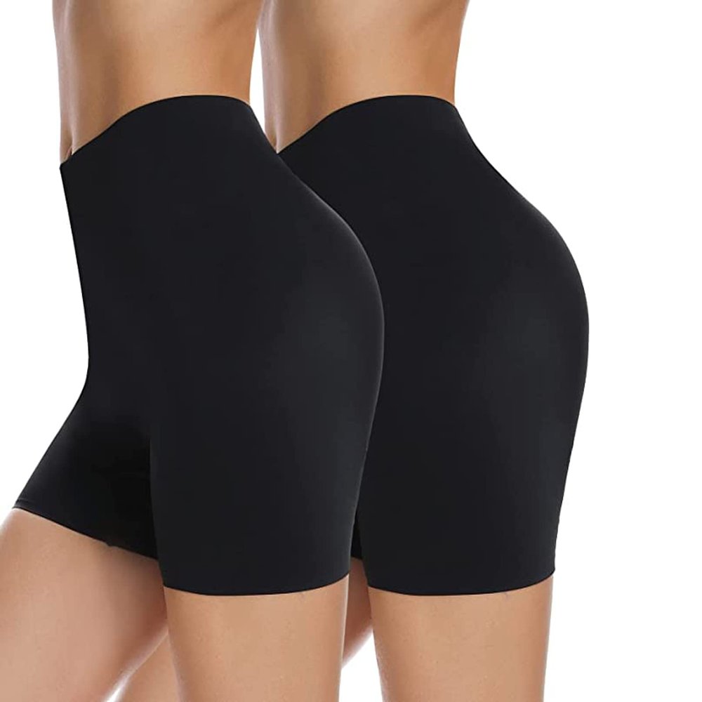 JOYSHAPER Slip Shorts for Under Dresses Women Shapewear Boyshorts Panties Anti Chafing Underwear Shorts #2 black+black Medium