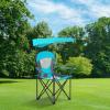 ALPHA CAMP Oversized Folding Camping Chair with Retractable UPF 50+ Shade Canopy, Portable Camping Lounge Chair Lawn Chairs for Hiking Travel Beach Fishing view 2