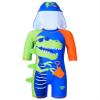 Loloda Toddler Baby Boys One-Piece Swimsuit Shark Dinosaur Print Rash Guard Bathing Suit with Hat Blue 4-5 Years view 1