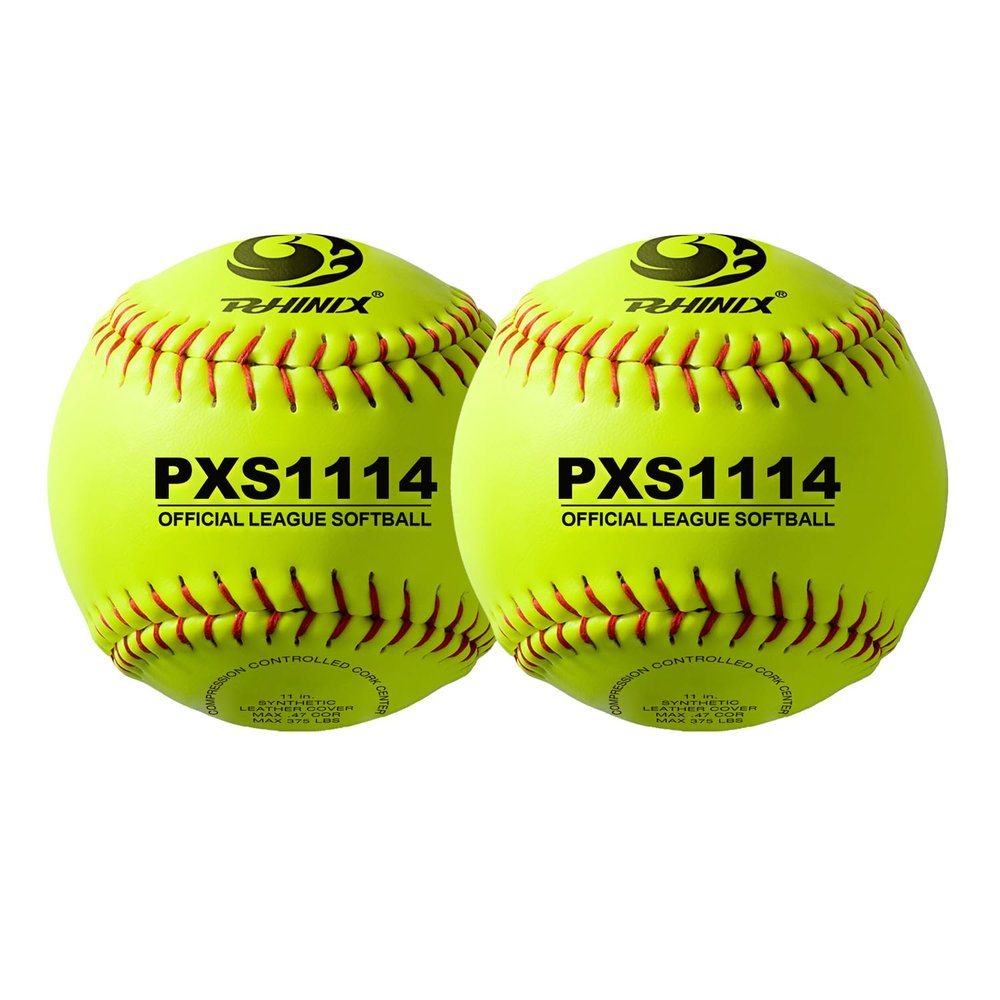 PHINIX Fast Pitch Softballs Cork Core for Practice, Competitions 11 inch Bag of 2