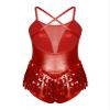 YOOJOO Women's Dance Dress Rhinestone Fringe Tassel Party Dress Latin Salsa Ballroom Dancing Dress Red Medium view 4