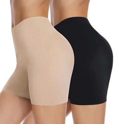 JOYSHAPER Slip Shorts for Under Dresses Women Shapewear Boyshorts Panties Anti Chafing Underwear Shorts #2 black+beige X-Large