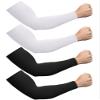 Foaincore 4 Pairs Plus Size Cooling Arm Sun Sleeves for Men Women UV Sun Protection Oversized Compression Sleeves(Black, White) view 1