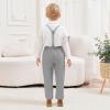 ALINTU Boys Dress Clothes, Long Sleeve Dress Shirt + Suspender Pants Set, Gentleman Outfits for Boys, Grey, 18-24 Months = Tag 90 view 3