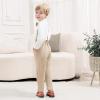 ALINTU Toddler Dress Clothes, Long Sleeve Dress Shirt + Suspender Pants Set, Gentleman Outfits for Boys, Khaki, 2-3T = Tag 100 view 4