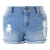 Oyolan Kids Girls Casual High Waisted Stretchy Cuffed Hem Zipper Closure Jean Shorts Summer Denim Shorts Light Blue 6 Years view 1