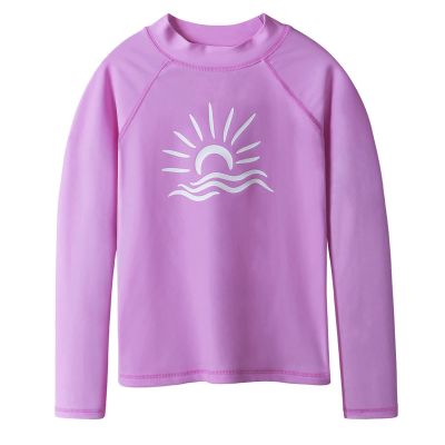 TFJH E 1PCS Girls Long Sleeve Rash Guard Suit UV 50+ Surfing Swim Shirt Beachwear 11-12y Light Purple 16A