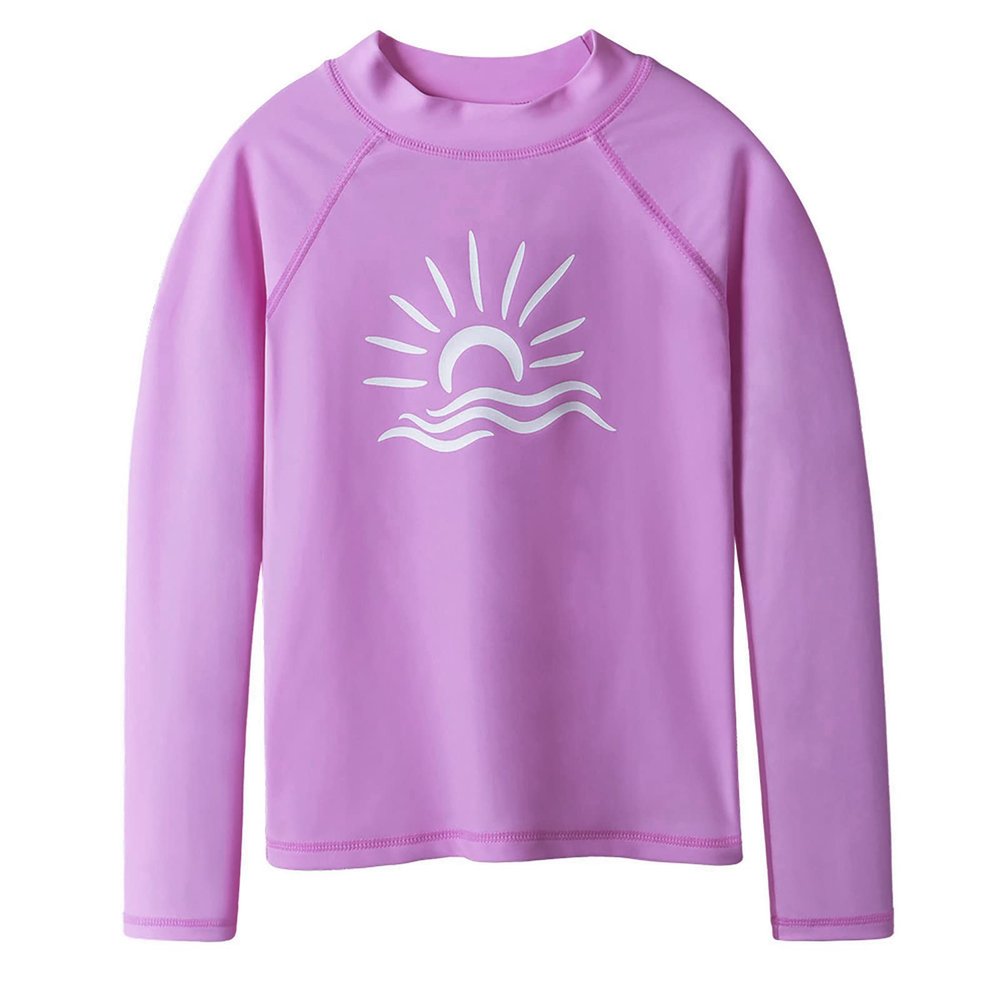 TFJH E 1PCS Girls Long Sleeve Rash Guard Suit UV 50+ Surfing Swim Shirt Beachwear 11-12y Light Purple 16A