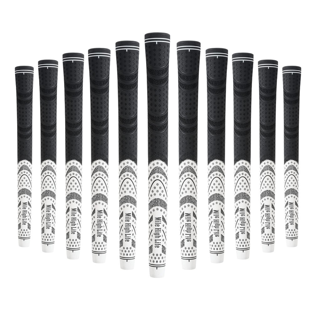 Mile High Life Golf Grips - 13 Pack Standard Size, Soft Rubber All-Weather Golf Club Grips - High Performance, Traction & Comfort - White Golf Grip for Men & Women (Set of 13)