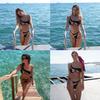 AIBEARTY Women One Shoulder Spaghetti Strap Bikini Sets Sexy Mesh Self Tied Backless Swimsuit Swimwear Black view 4