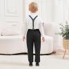 ALINTU Boys Dress Clothes, Long Sleeve Dress Shirt + Suspender Pants Set, Gentleman Outfits for Boys, Black, 18-24 Months = Tag 90 view 3