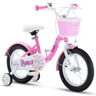 RoyalBaby Chipmunk Girls Bike,14 Inch Kids Bike with Basket Girl Cycle Bikes for Age 3-5 Years with Training Wheels Children Bicycle Toddler Bike Lollipop Pink