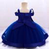 Flower Girls Bowknot Tutu Dress for Kids Baby Wedding Bridesmaid Birthday Party Pageant Formal Dresses Toddler Little Princess First Communion Baptism Christening Gown Royal Blue - Lace 2-3 Years view 3