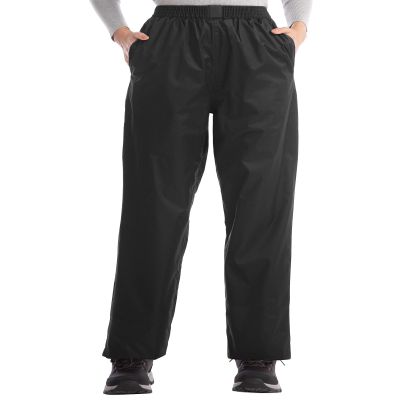 iCreek Women's Rain Pants Waterproof Hiking Pants Windproof Lightweight Over Pants Work Rain Outdoor for Golf, Fishing (Black, Medium/27 Inseam)