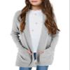 Knitswegan Girls Long Sleeve Casual Cardigan Kids Open Front Soft Knit Oversized Sweater with Pockets Grey view 1