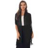 Loloda Women's Chiffon Shawls Scarf Wraps Floral Embroidered Fringes Wedding Party Evening Cape Pashmina Cover Up Black One Size view 1