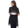 Loloda Women's Chiffon Shawls Scarf Wraps Floral Embroidered Fringes Wedding Party Evening Cape Pashmina Cover Up Black One Size view 2