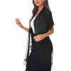 Loloda Women's Chiffon Shawls Scarf Wraps Floral Embroidered Fringes Wedding Party Evening Cape Pashmina Cover Up Black One Size view 4