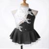 FEESHOW Kids Girls Sleeveless Shiny Rhinestone Sequins Floral Printed Figure Ice Skating Dance Dress for Competition Black&White 6 Years view 4