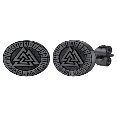 Valknut Earrings for Men Stainless Steel Vintage Nordic Vikings Stuff Jewelry Amulet