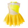 FEESHOW Kids Girls Sleeveless Shiny Rhinestone Sequins Floral Printed Figure Ice Skating Dance Dress for Competition Yellow A 10 Years view 3