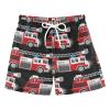 Aflyko Vehicle Boys' Board Shorts Red Fire Rescue Truck Cool Toddler Swim Trunk Beach Swimwear view 1
