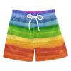 Aflyko Boys' Board Shorts Rainbow Watercolor Stripe Toddler Swim Trunk Beach Swimwear 2T