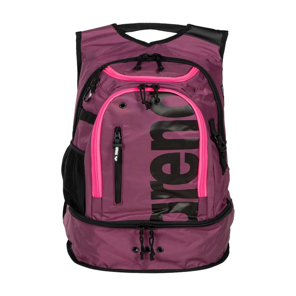 ARENA Unisex Adult Fastpack 3.0 Swimming Athlete Sports Backpack for Swimming Training Gear Gym Bag for Men and Women, 40 Liters, Plum/Neon Pink