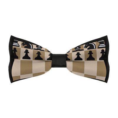 Chess Game Men's Bow Tie Pre-Tied Adjustable Bowtie for Formal Wear Tuxedo Wedding