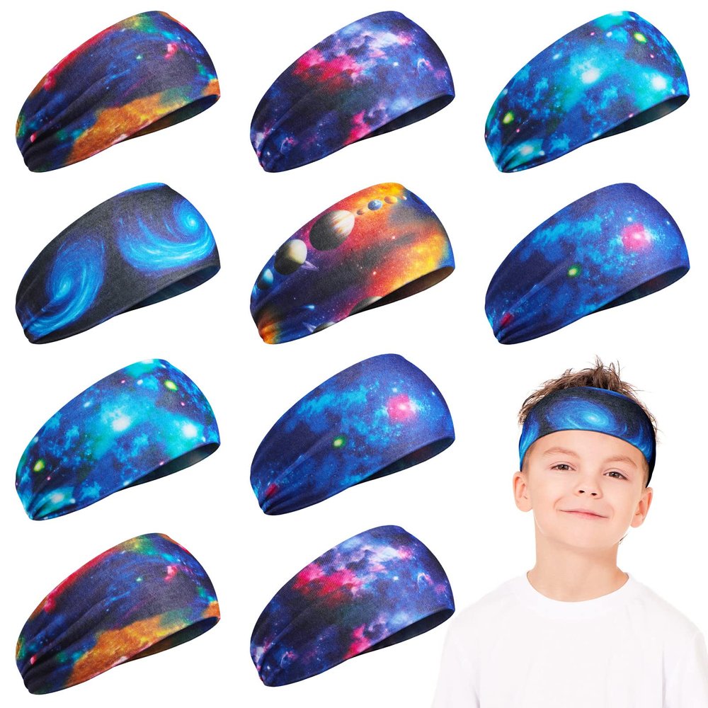 12 Pieces Soft Athletic Headbands for Sports - 16 Inch Wicking Elastic Hairbands with Bright Colors for Kids, Toddlers, Girls and Boys