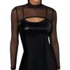 Moily Women Beachwear Bikini Cover Up Mesh Sheer See-Through Long Sleeve Sexy Tops T-Shirt Armsleeve Black XX-Large view 2