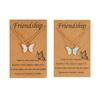 4pcs Best Friend Necklace With Card Cute Friendship Butterfly Matching Necklace for Women Best Friends Long Distance Birthday Gifts-blue white view 1
