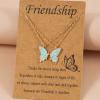 4pcs Best Friend Necklace With Card Cute Friendship Butterfly Matching Necklace for Women Best Friends Long Distance Birthday Gifts-blue white view 2