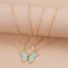 4pcs Best Friend Necklace With Card Cute Friendship Butterfly Matching Necklace for Women Best Friends Long Distance Birthday Gifts-blue white view 4