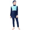 Muslim Swimsuits for Girls Butterfly Flower Printed Top + Pants Full Coverage Swimwear Modest Islamic Hijab Cap Beachwear Swimming Round Neck Burkini Bathing Suit Blue Long Sleeve 5-6 Years view 4