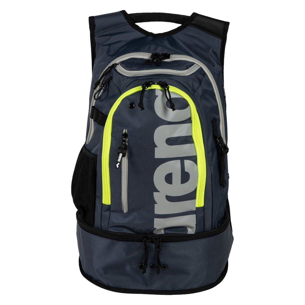 ARENA Unisex Adult Fastpack 3.0 Swimming Athlete Sports Backpack for Swimming Training Gear Gym Bag for Men and Women, 40 Liters, Navy/Neon Yellow