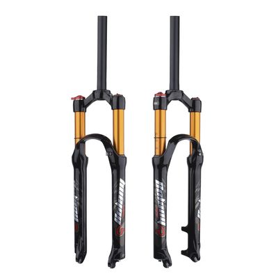 BOLANY 26/27.5/29 inch Bike Air Suspension Fork 120mm Travel Rebound Adjust 1/8 Straight/Tapered Tube Manual/Remote Lockout Bicycle Forks QR 9mm MTB Front Fork (Straight-Manual, 27.5inch)