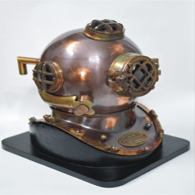 NAUTICAL COLLECTION Decorative Divers Helmet Solid Steel & Aluminum Scuba Diving Helmet 18" Diving Helmet Replica US Navy Mark V in Copper Antique Finish with Wooden Base