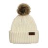 Arctic Gear Made in The USA Adult Acrylic Ribbed Cuff with Pom Natural Vanilla with Shepard Pom view 1