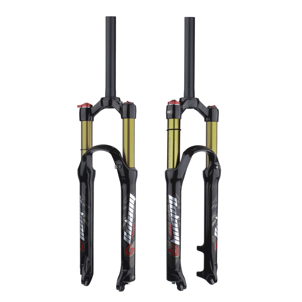 BOLANY 26/27.5/29 inch Bike Air Suspension Fork 120mm Travel Rebound Adjust 1/8 Straight/Tapered Tube Manual/Remote Lockout Bicycle Forks QR 9mm MTB Front Fork (Straight-Manual, 29inch)