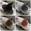 BULINGNA Halloween Witch Hat for Women Girls, Foldable Wide Brim Spire Knitted Wool Wizard Hat for Halloween Party Cosplay Costume (Adult, Purple) view 3