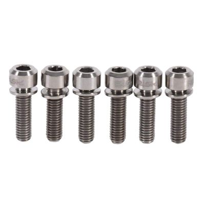 6Pcs tita nium Alloy M5 X 18Mm Bolts Screw with Washers Set , bikes Stem bolts , Hex Tapered Bolts Screw , for bikes Stem(Gold/Rainbow/Gold)(Titanio) , bikes Stem bolts , 6Pcs tita nium Alloy M5 X 1