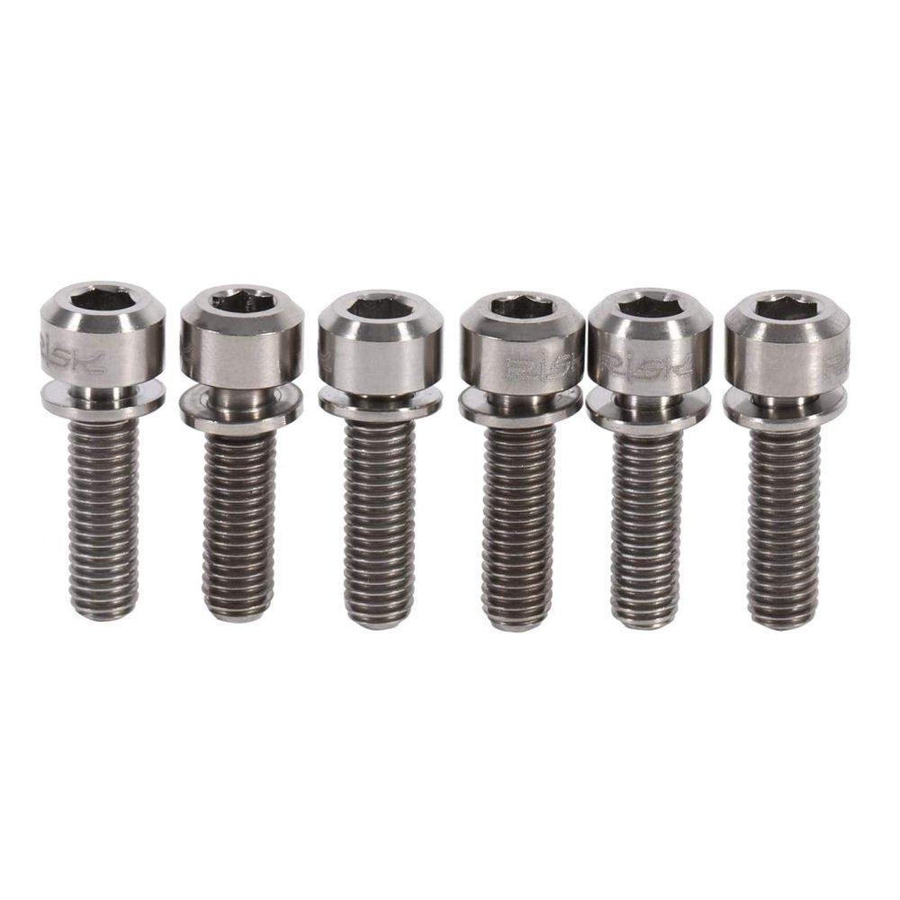 6Pcs tita nium Alloy M5 X 18Mm Bolts Screw with Washers Set , bikes Stem bolts , Hex Tapered Bolts Screw , for bikes Stem(Gold/Rainbow/Gold)(Titanio) , bikes Stem bolts , 6Pcs tita nium Alloy M5 X 1